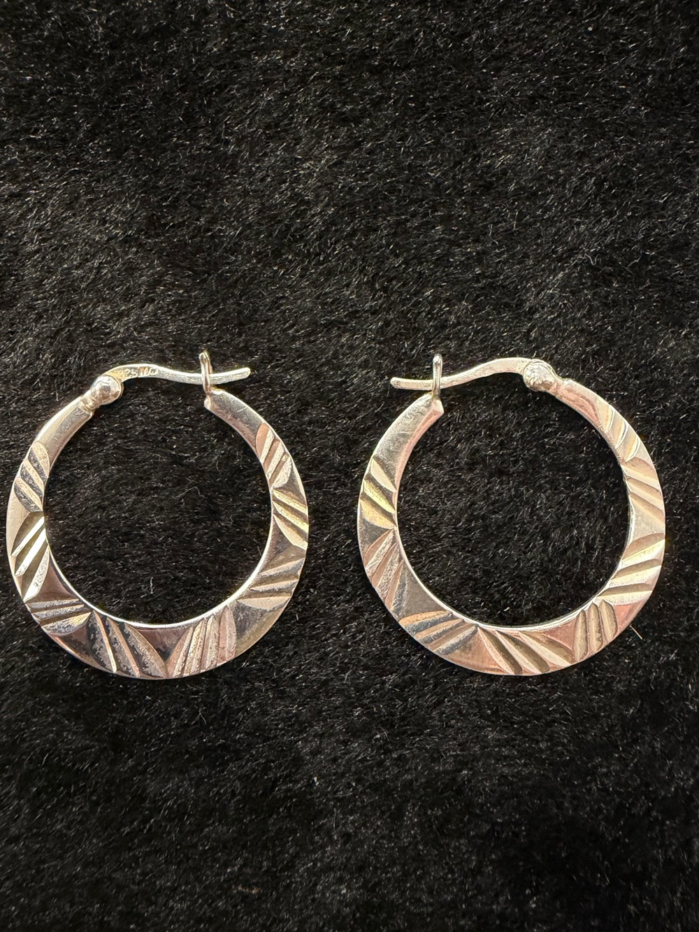 Sterling Silver Engraved Flat Hoops